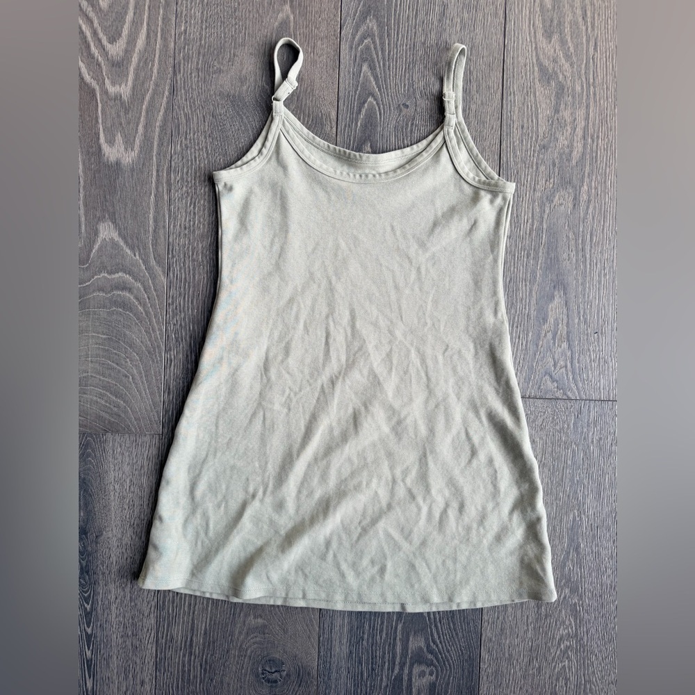 American Eagle Spaghetti Strap Scoop Neck Slip Mini Dress in Sage Green - Picture 2 of 4